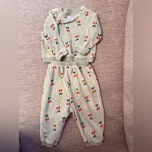 Hanna Andersson - Mint  Green Cherry Print sweat suit